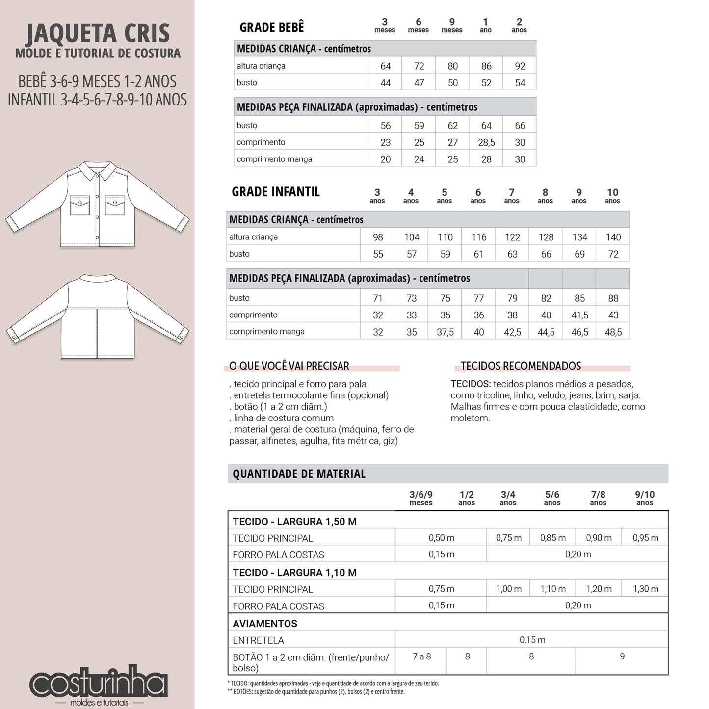 JAQUETA CRIS - moldes e tutorial