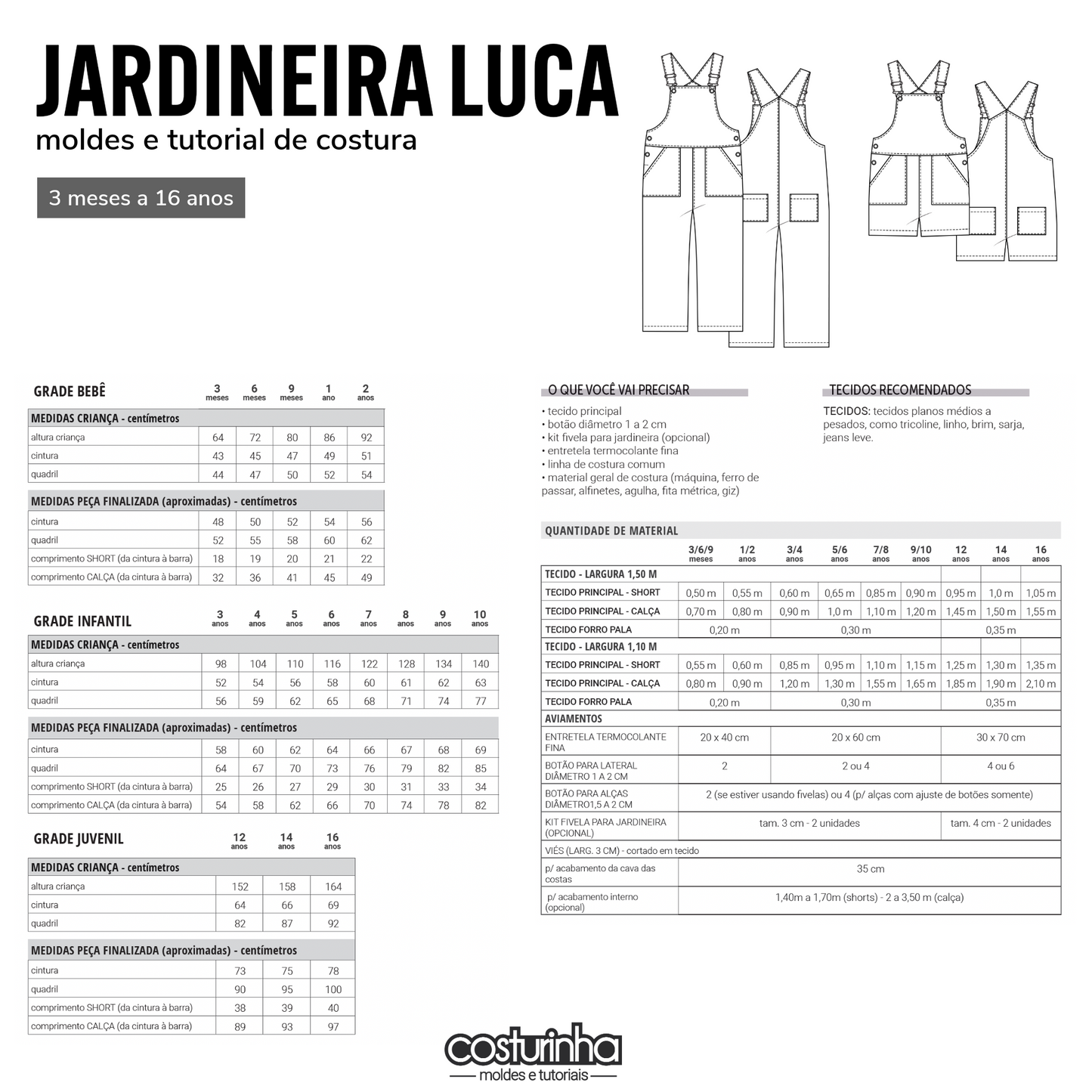 COMBO JARDINEIRA LUCA + SALOPETE CORA