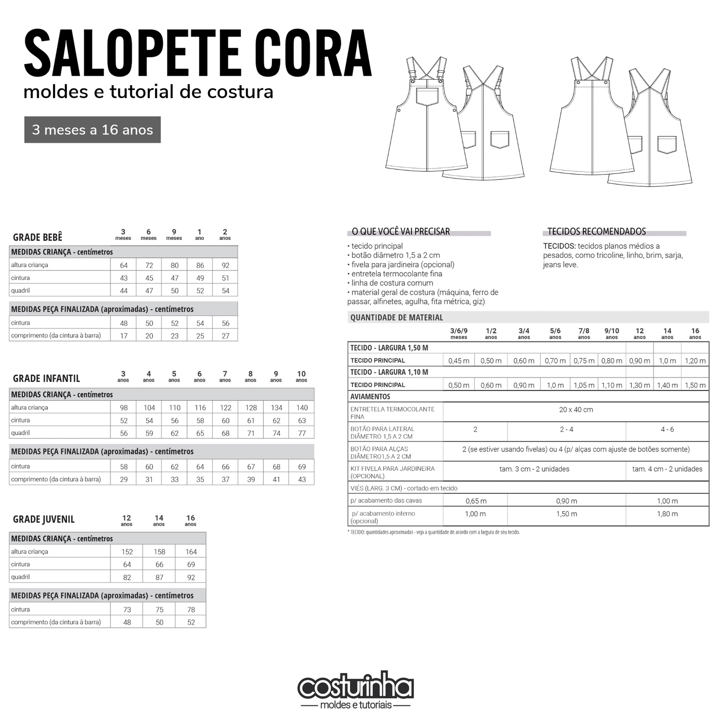 SALOPETE CORA - moldes e tutorial