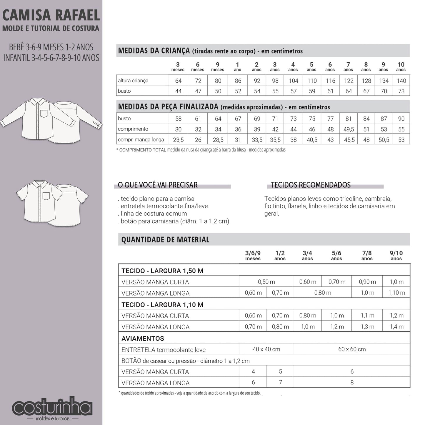 CAMISA RAFAEL - moldes e tutorial