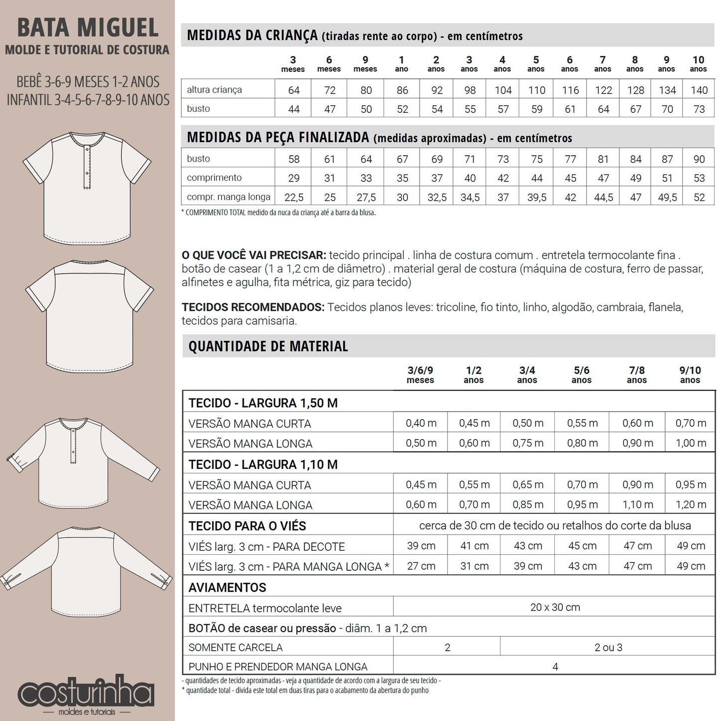 BATA MIGUEL - moldes e tutorial