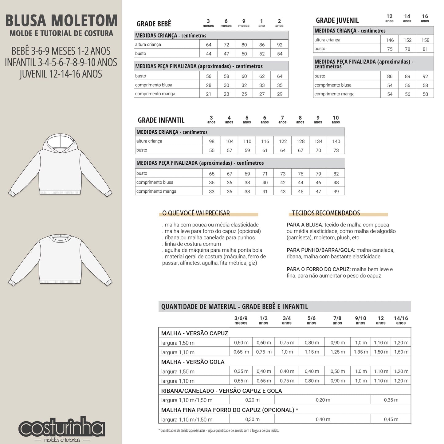 BLUSA MOLETOM - moldes e tutorial