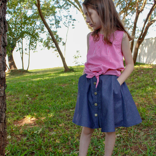 Saia OLIVIA infantil - moldes e tutorial