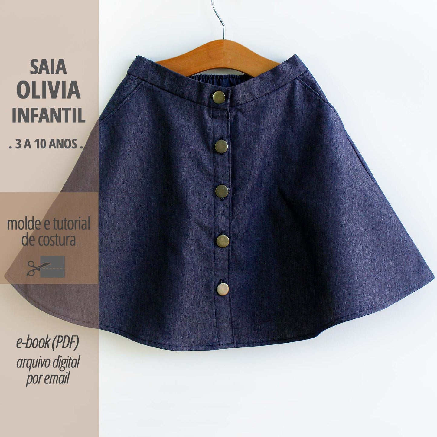 Saia OLIVIA infantil - moldes e tutorial