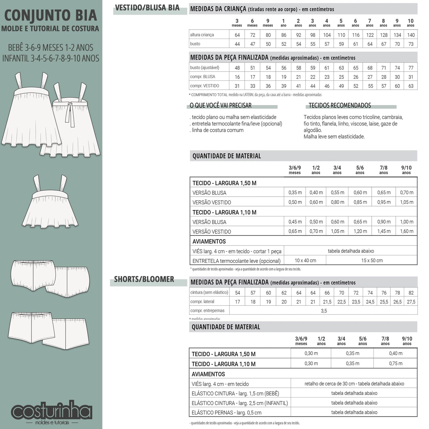 CONJUNTO BIA - moldes e tutorial
