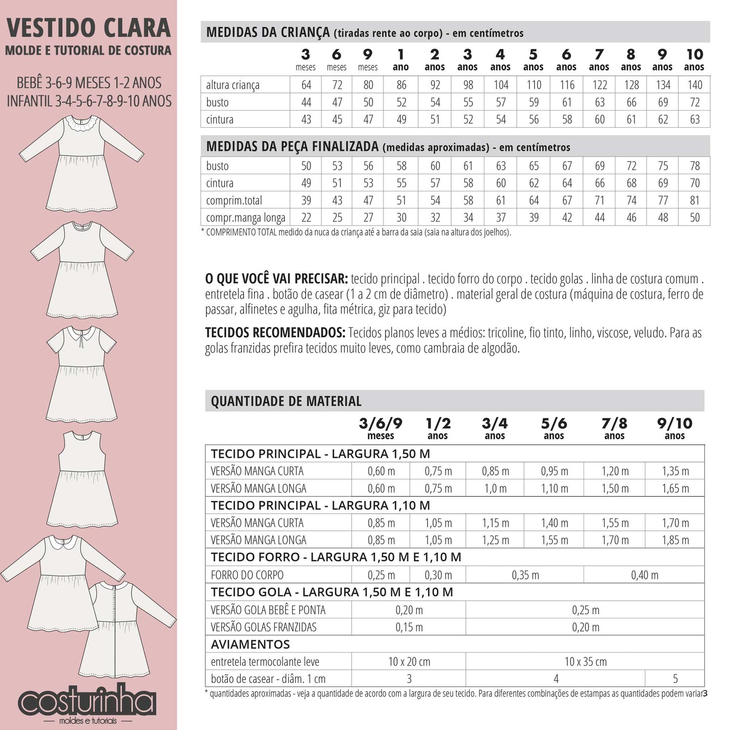 VESTIDO CLARA - moldes e tutorial