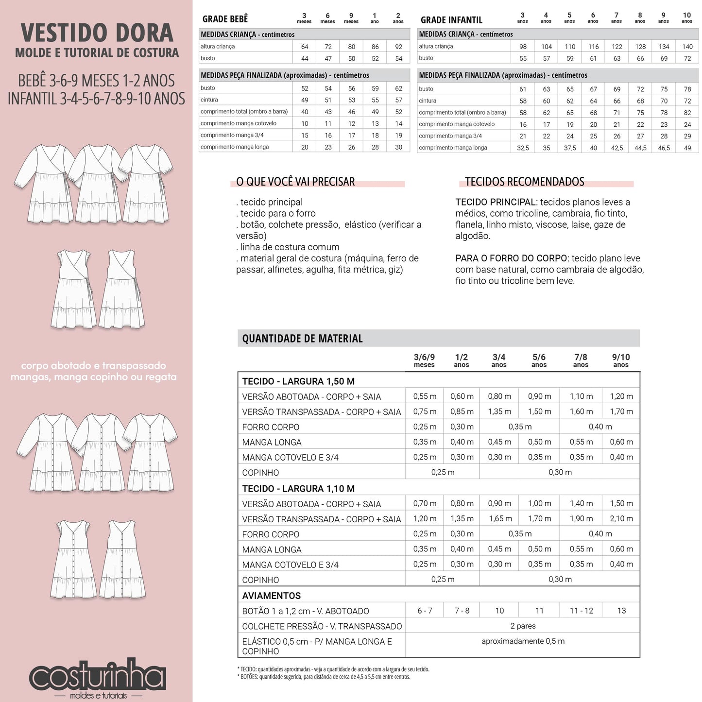 VESTIDO DORA - moldes e tutorial