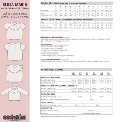 BLUSA MARIA - moldes e tutorial