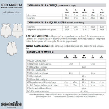 Body GABRIELA - moldes e tutorial