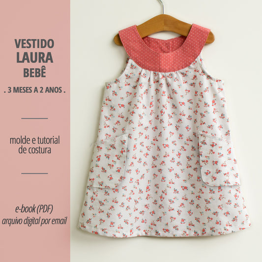 Molde e passo a passo de costura em PDF para vestido de bebê - costurinha modelagem